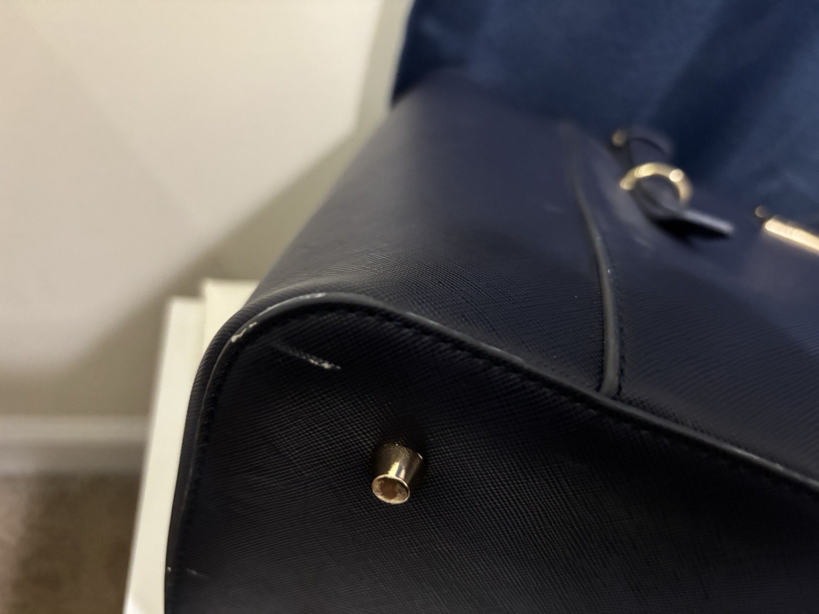 LOVEVOOK Navy Large Tote Zip Top w/ Gold Hardware, Detachable Strap, Pockets