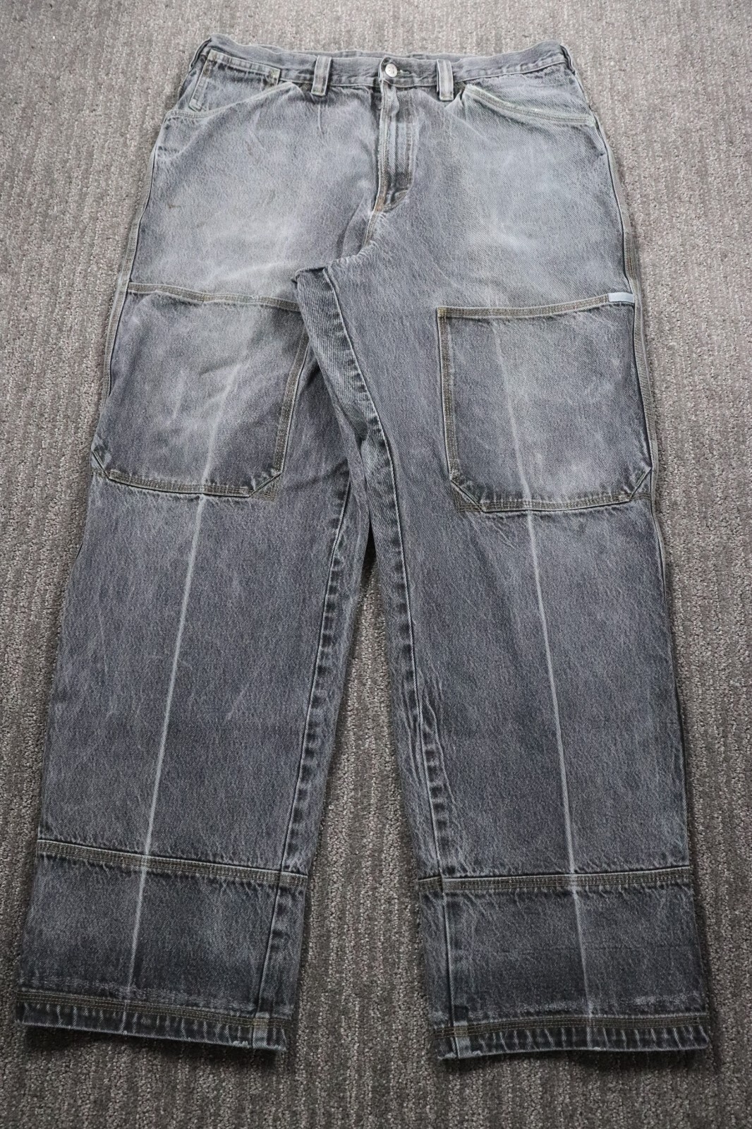 Mecca VTK 90s Baggy Jean’s Grunge Skater Hip-hop Urban Men 40×32 DAMAGED ZIPPER