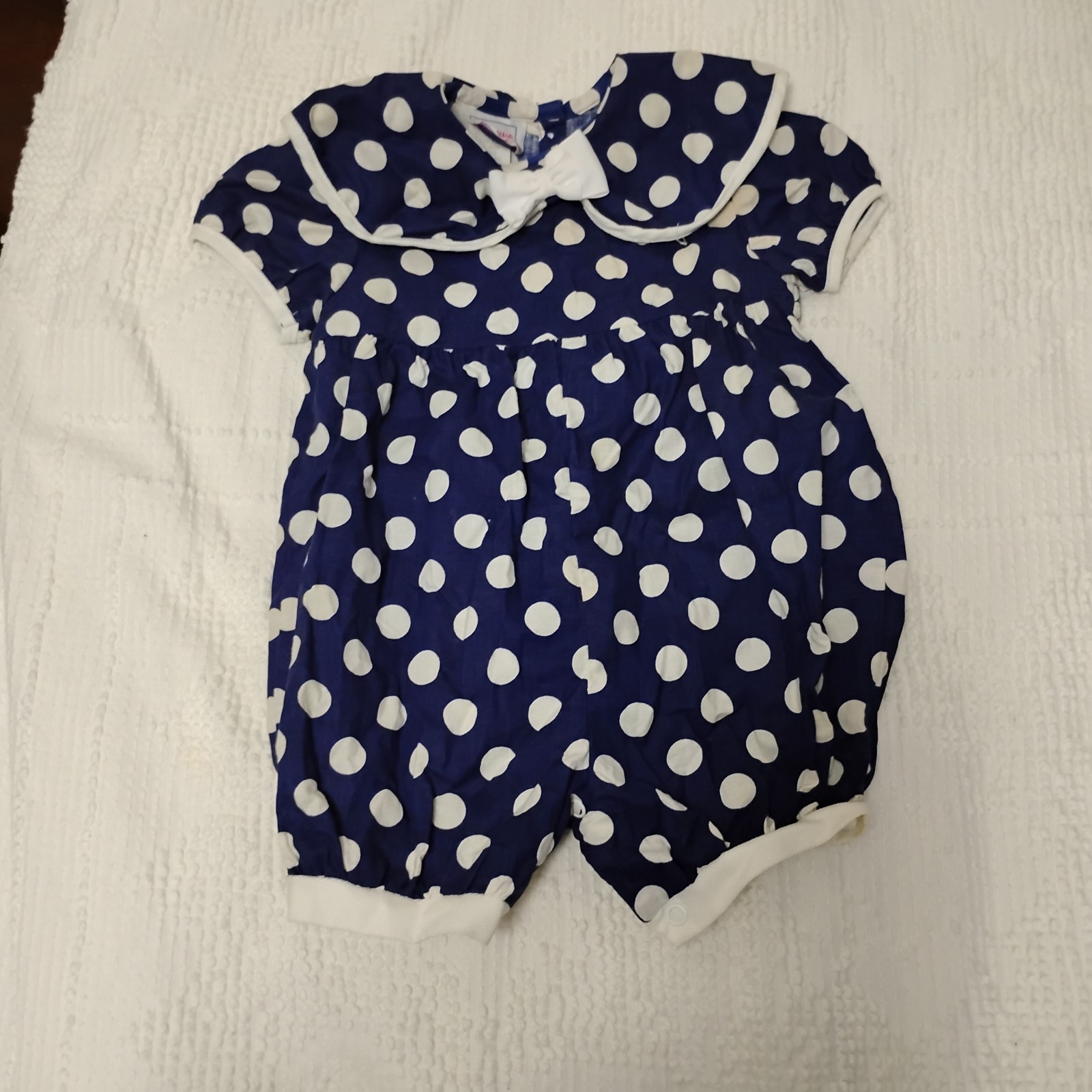 Vintage Blue Polka Dot Roanna Romper 18m Made In The USA