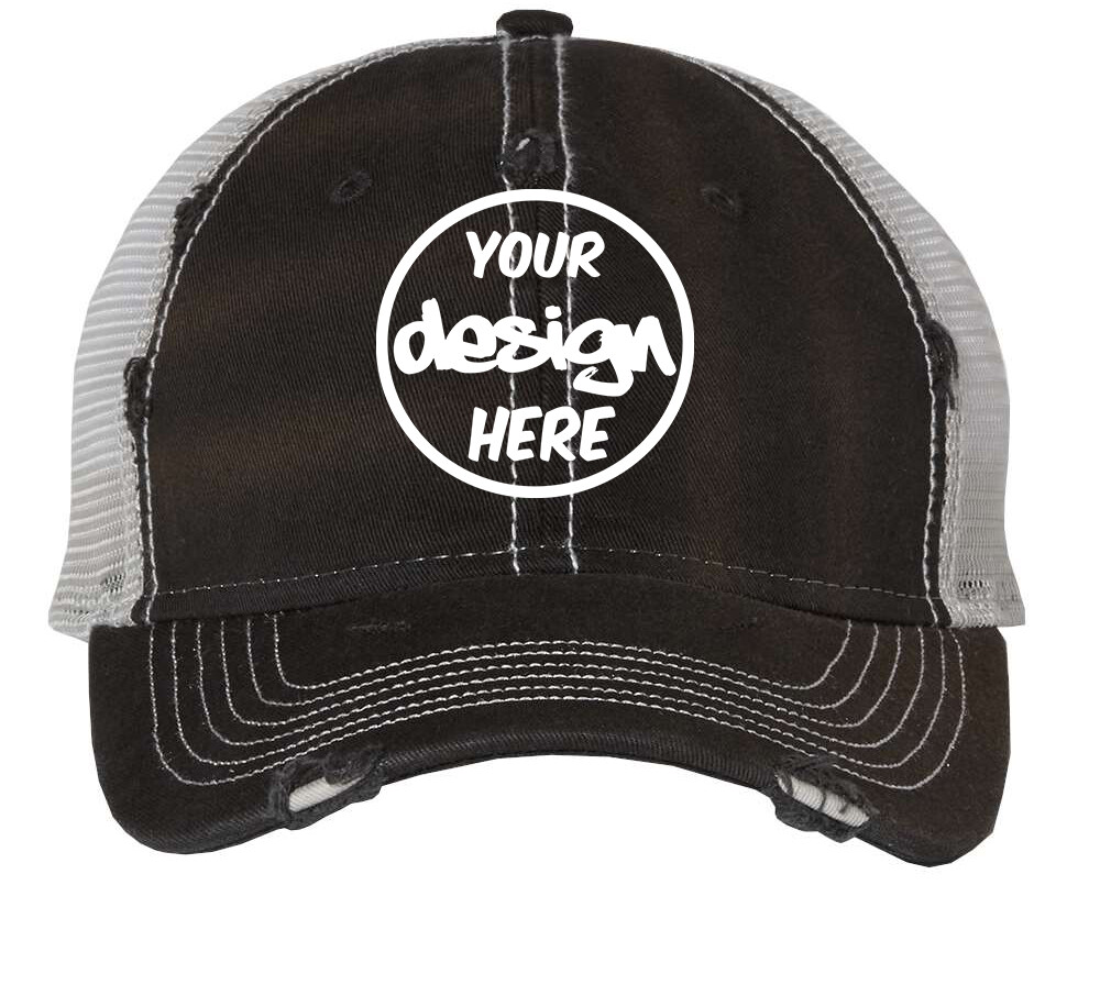 Ink Stitch Custom Logo Texts Stitching Logo Personalized Washed Mesh Caps