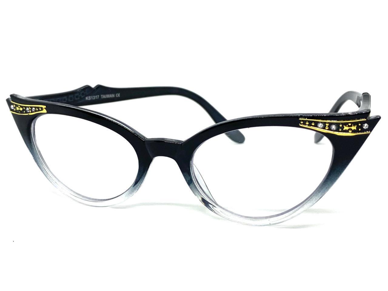 Classy Elegant 50s RETRO Cat Eye Style Clear Lens EYE GLASSES Pointy Black Frame