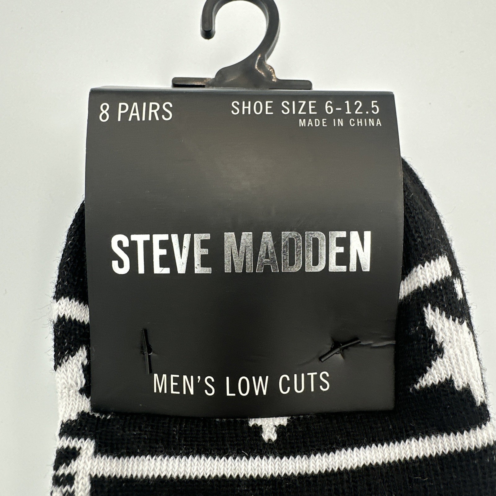 Low-Cut Socks 8-Pair White Black Gray Stars & Logo by Steve Madden Gray Black