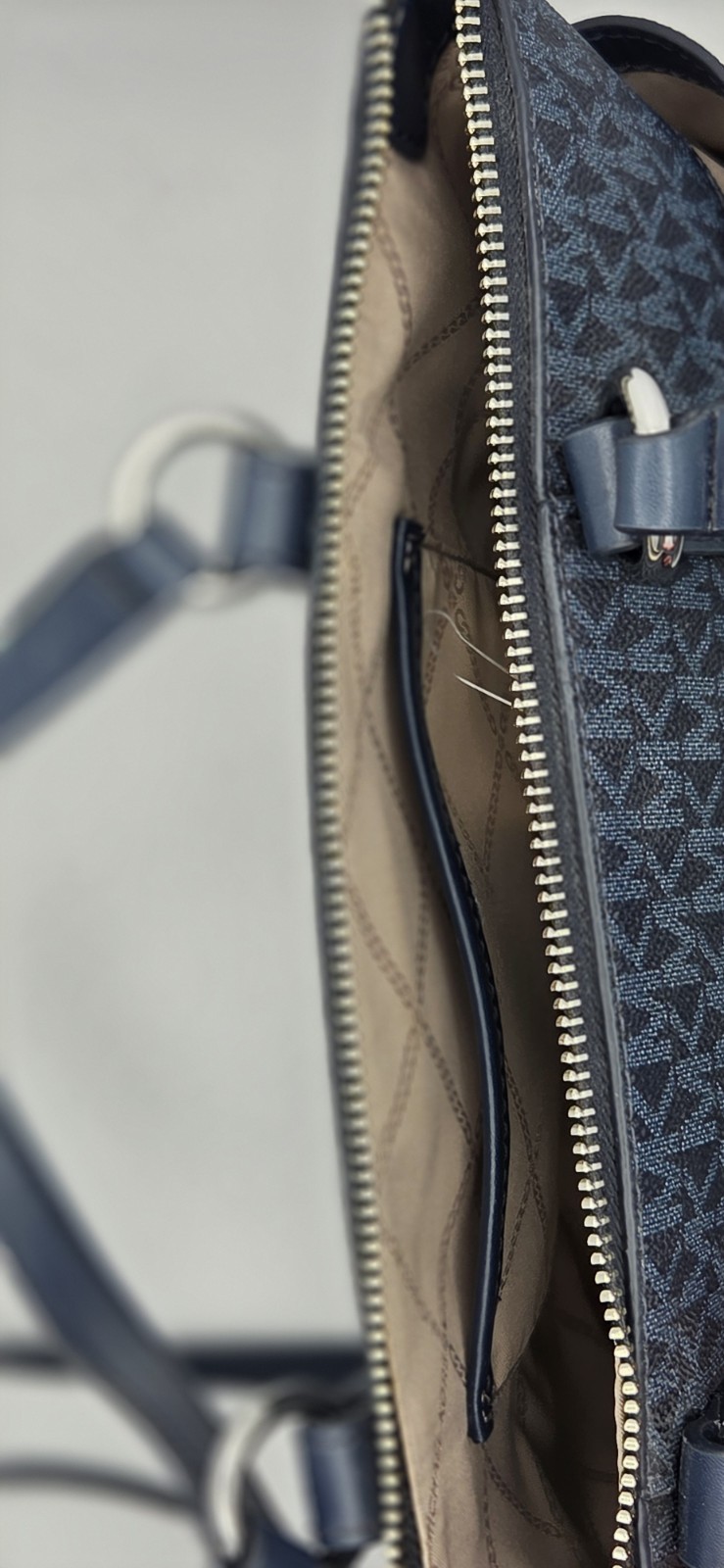 Michael Kors Blue Signature Coated Canvas and Leather Sullivan Satchel