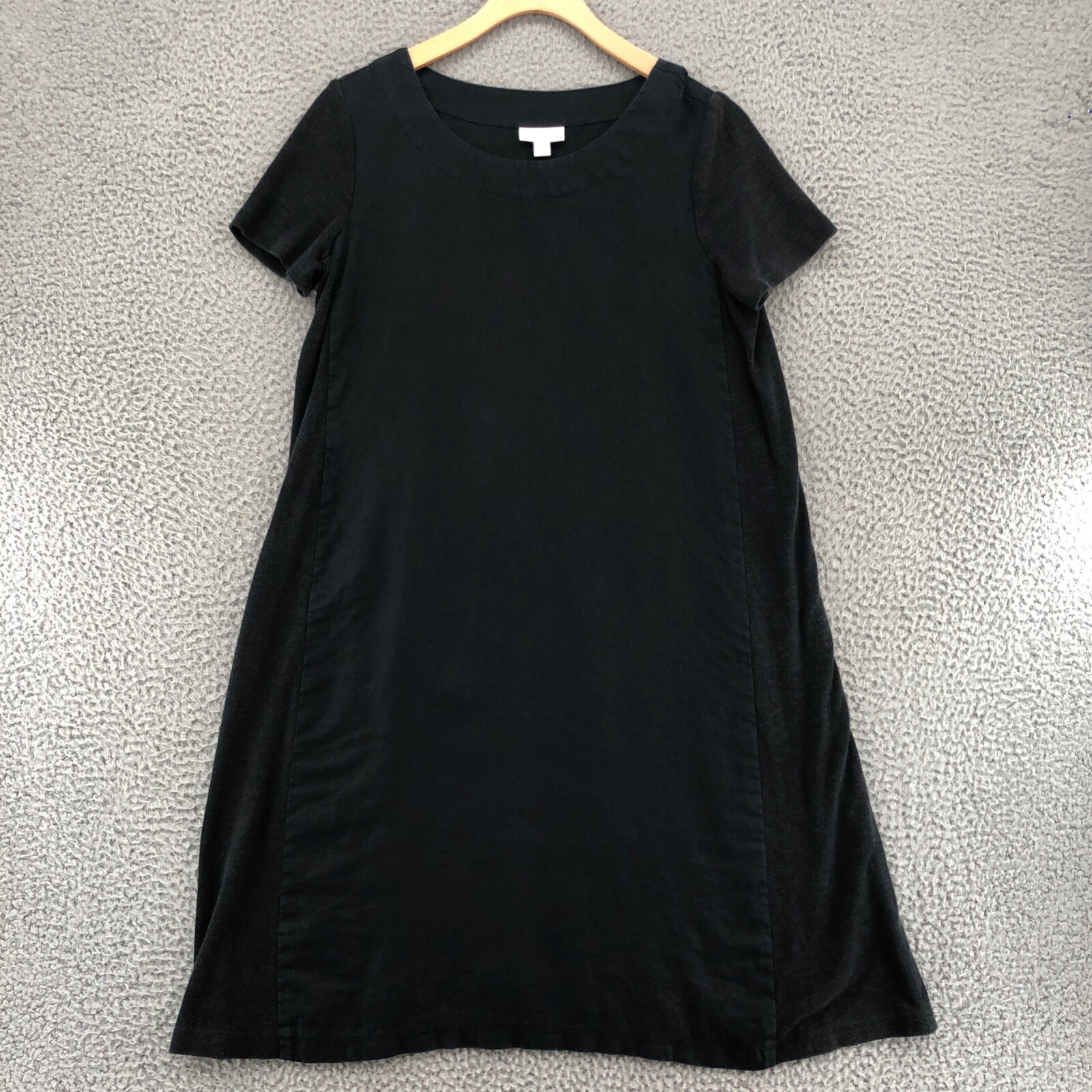 J Jill Dress Womens Extra Small Pure Black Linen Blend Swing Shift Short Sleeves