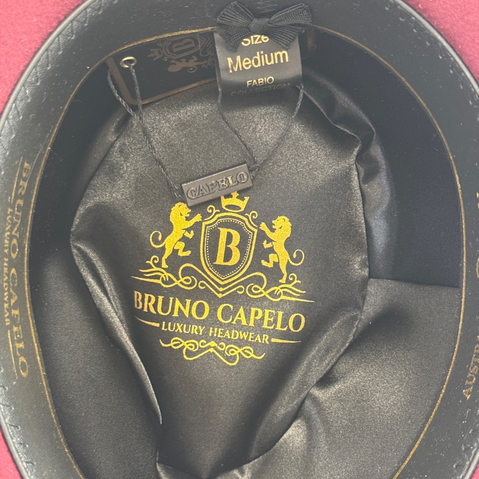 Bruno Capelo Giovani Fedora Burgundy medium size w/box