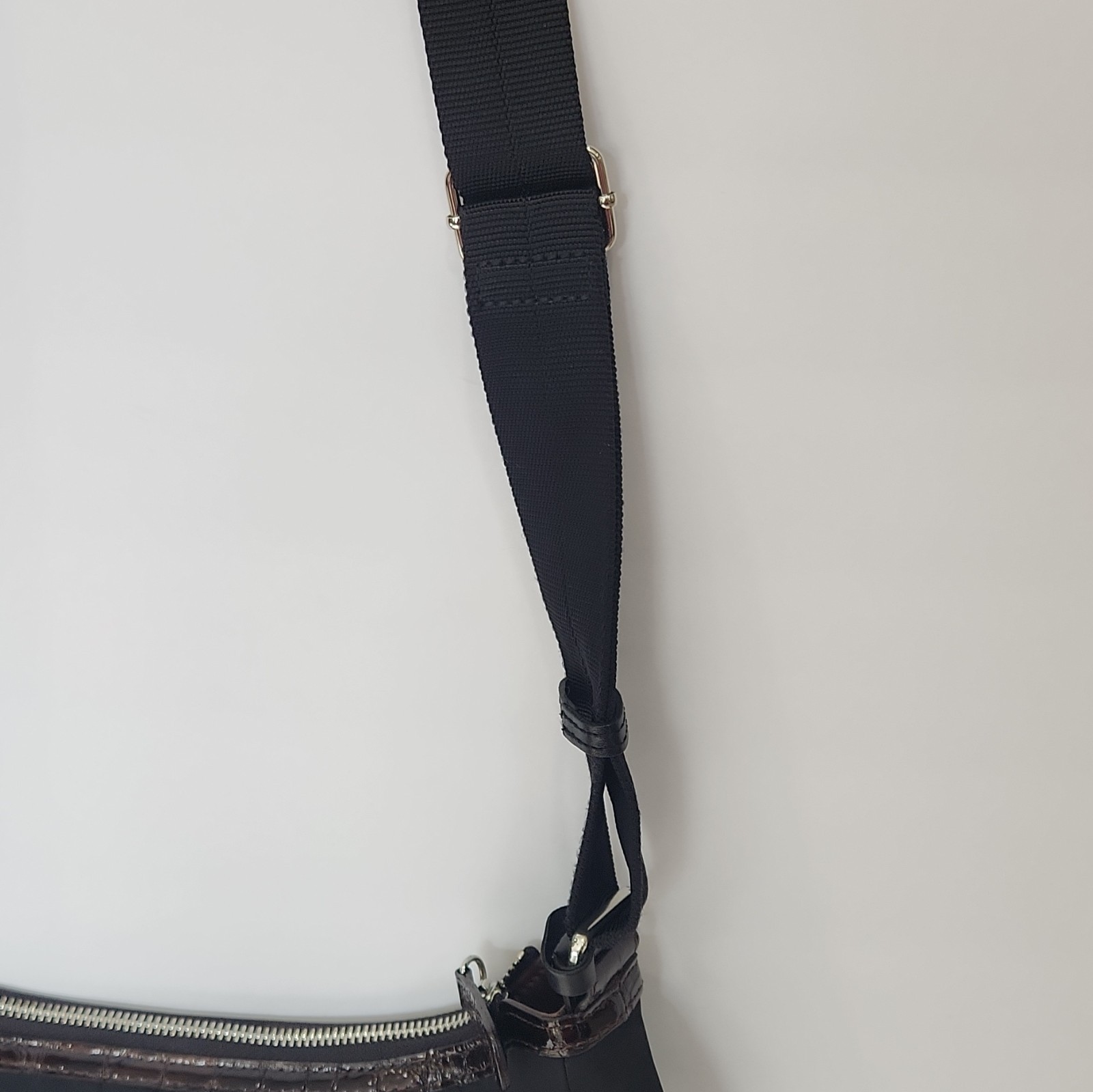 Brighton Black Crossbody Bag, Adjustable Strap, Zip, Pockets, Charm