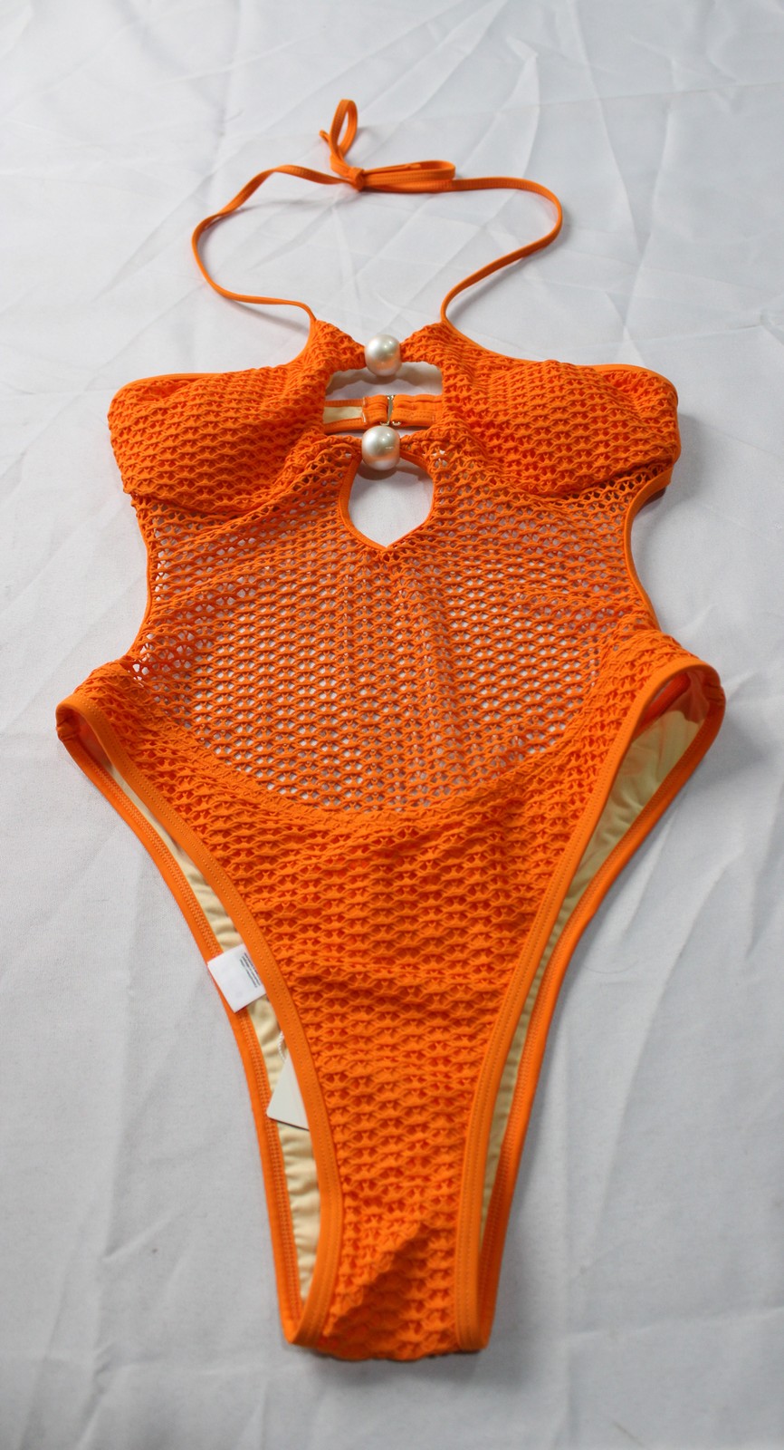 Cupshe Women’s Full Ignition High Neck Monokini Swimsuit EH6 Orange Small NWT
