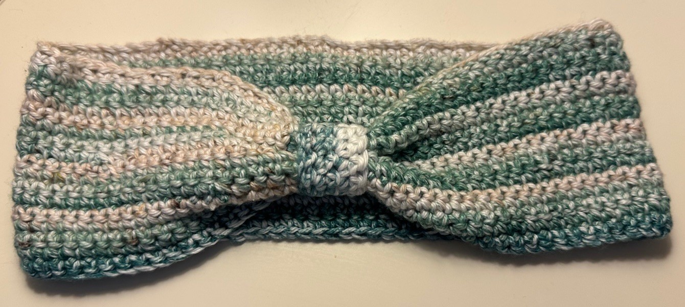 Handmade Green Cream Crochet Headband/ Ear warmer