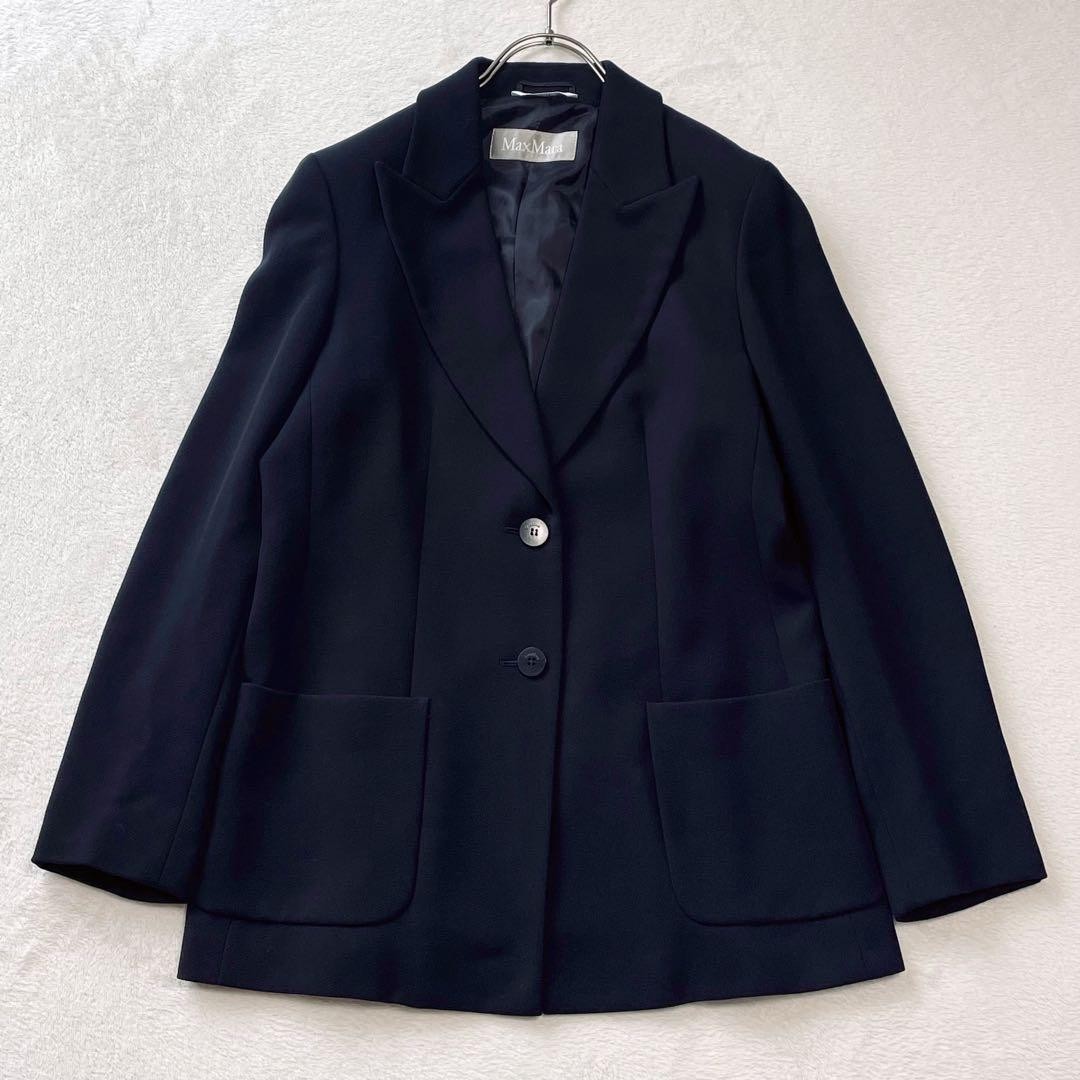 Max Mara tailored jacket, women’s, wool, dark navy, size L