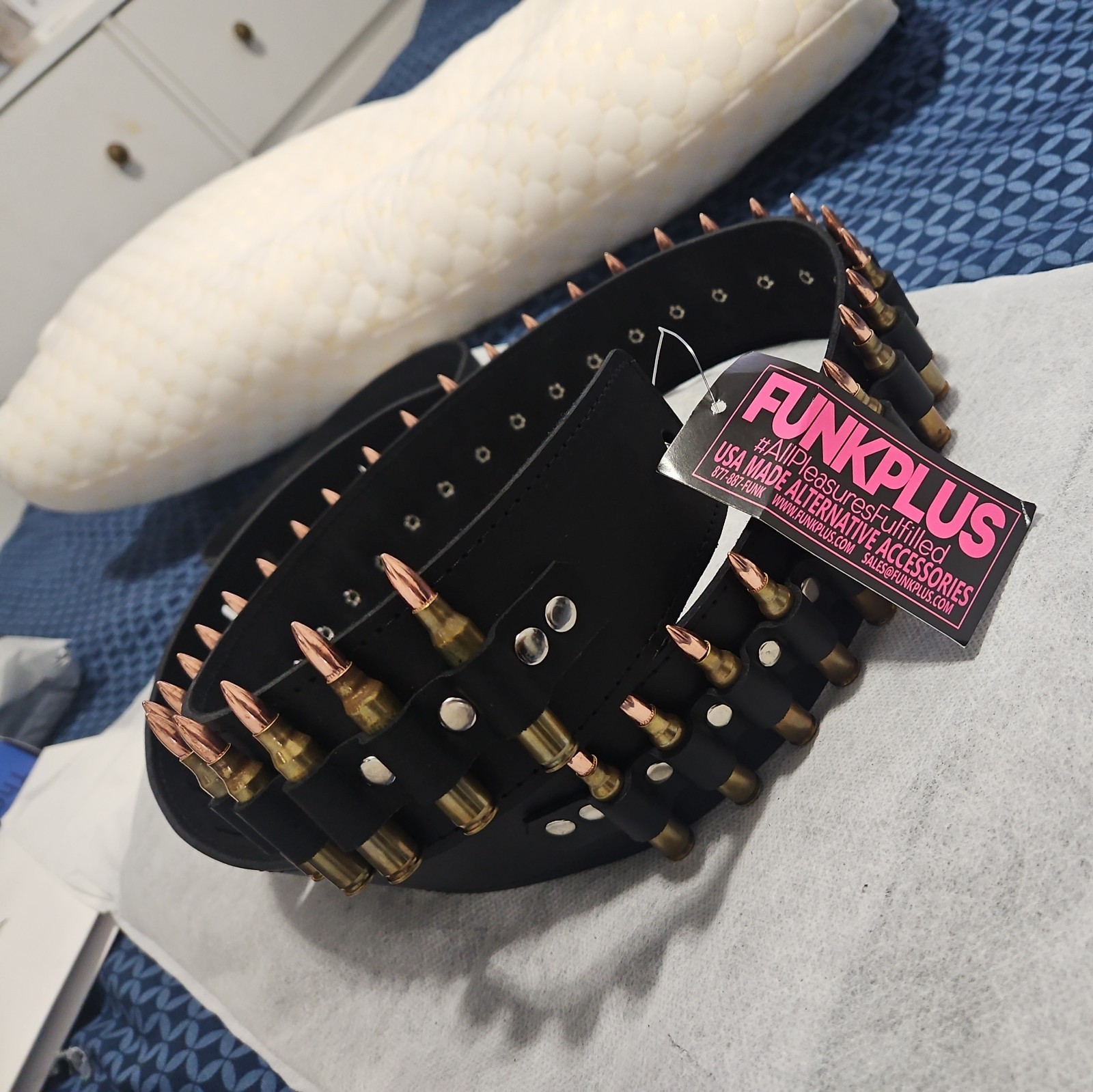 Funk Plus Black Leather Bullet accessories Belt Punk Goth Rock Biker Heavy Metal