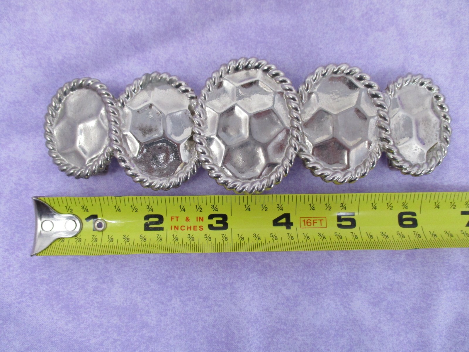 Vintage 80s Belt Buckle Large Statement Silvertone 6.25 in Accessorcraft Womens
