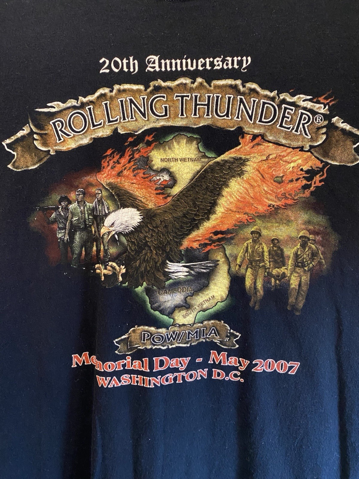 20th Anniversary ROLLING THUNDER Commemorative Graphic T-Shirt 2007 Men’s 2XL