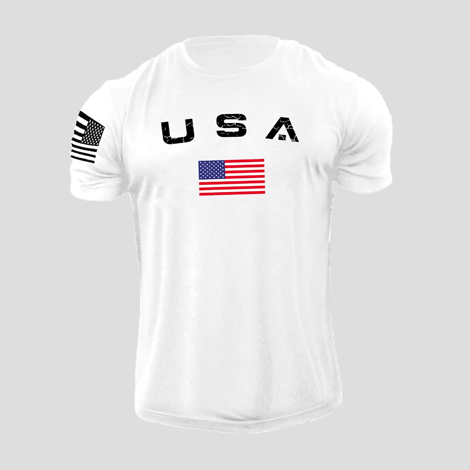 Men’s Casual USA Flag T-Shirt Breathable Light 100% Cotton T-Shirt Size L-6XL US