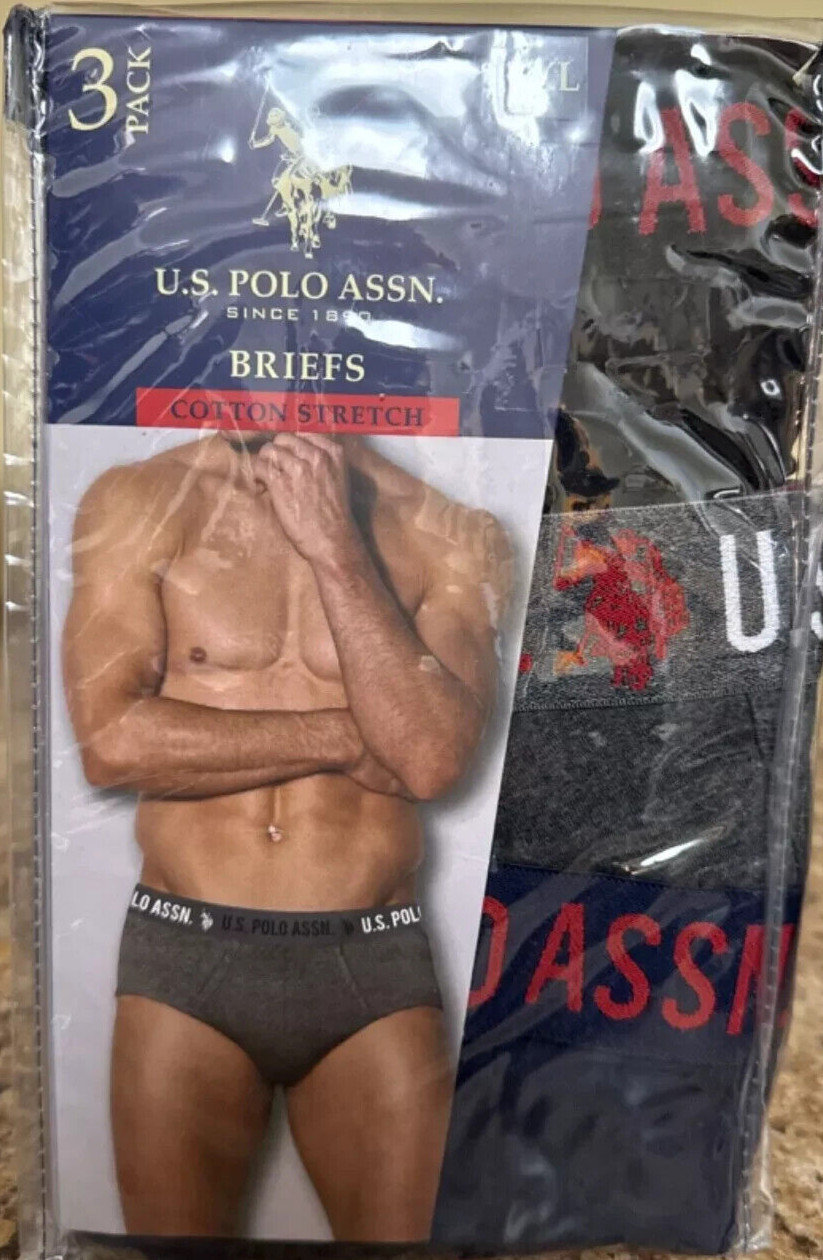 U.S. Polo Assn. Men’s Cotton Stretch Briefs, 3-Pack S M L XL 2X 3X