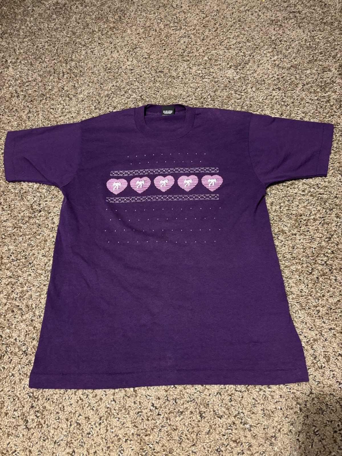Vintage 90s Single Stitch Purple Screen Stars Best Heart Graphic T Shirt USA L