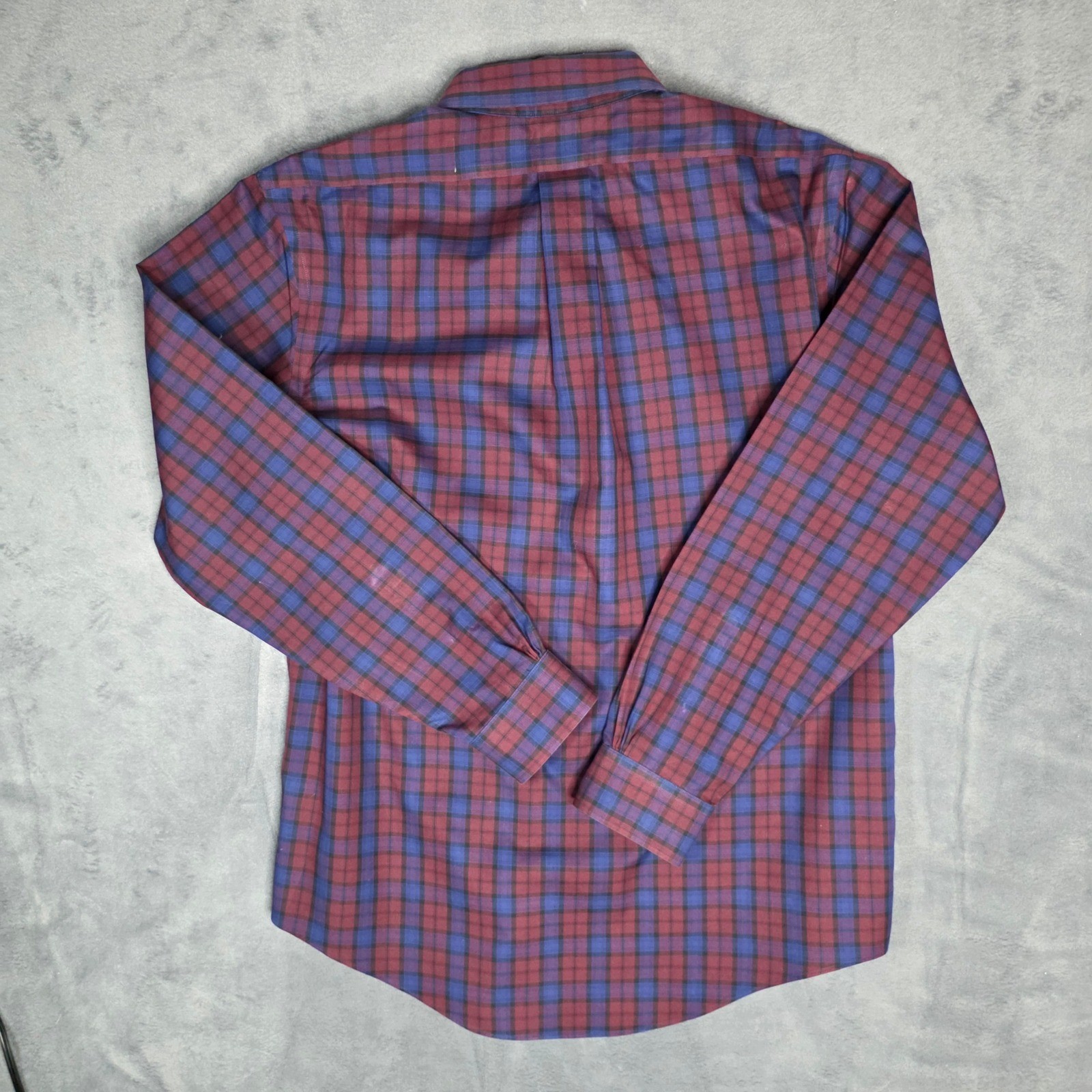 Brooks Brothers Regent Shirt size L Burgundy Blue Plaid Supima Cotton Non-Iron