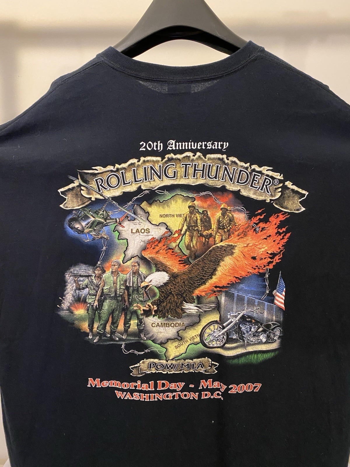 20th Anniversary ROLLING THUNDER Commemorative Graphic T-Shirt 2007 Men’s 2XL