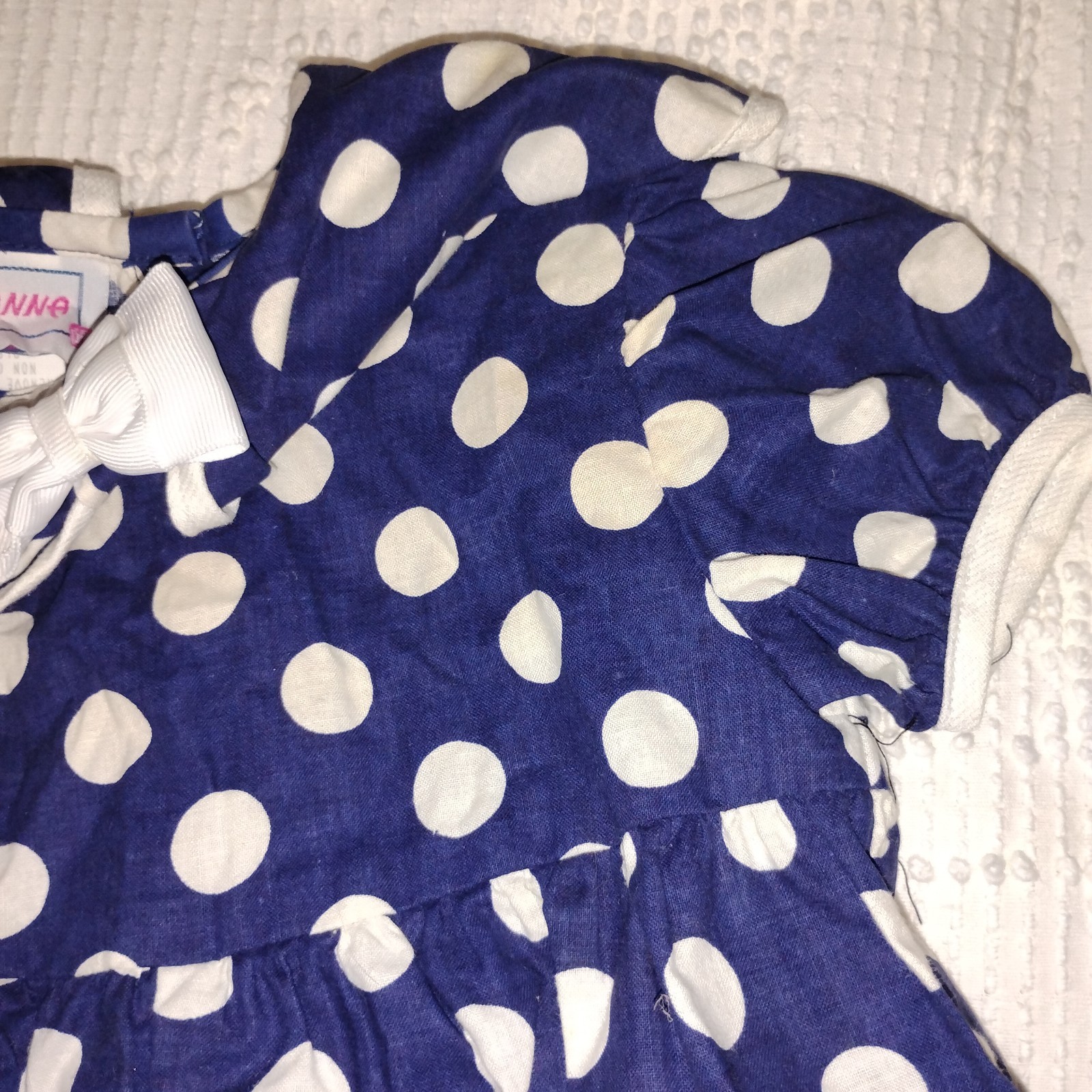 Vintage Blue Polka Dot Roanna Romper 18m Made In The USA