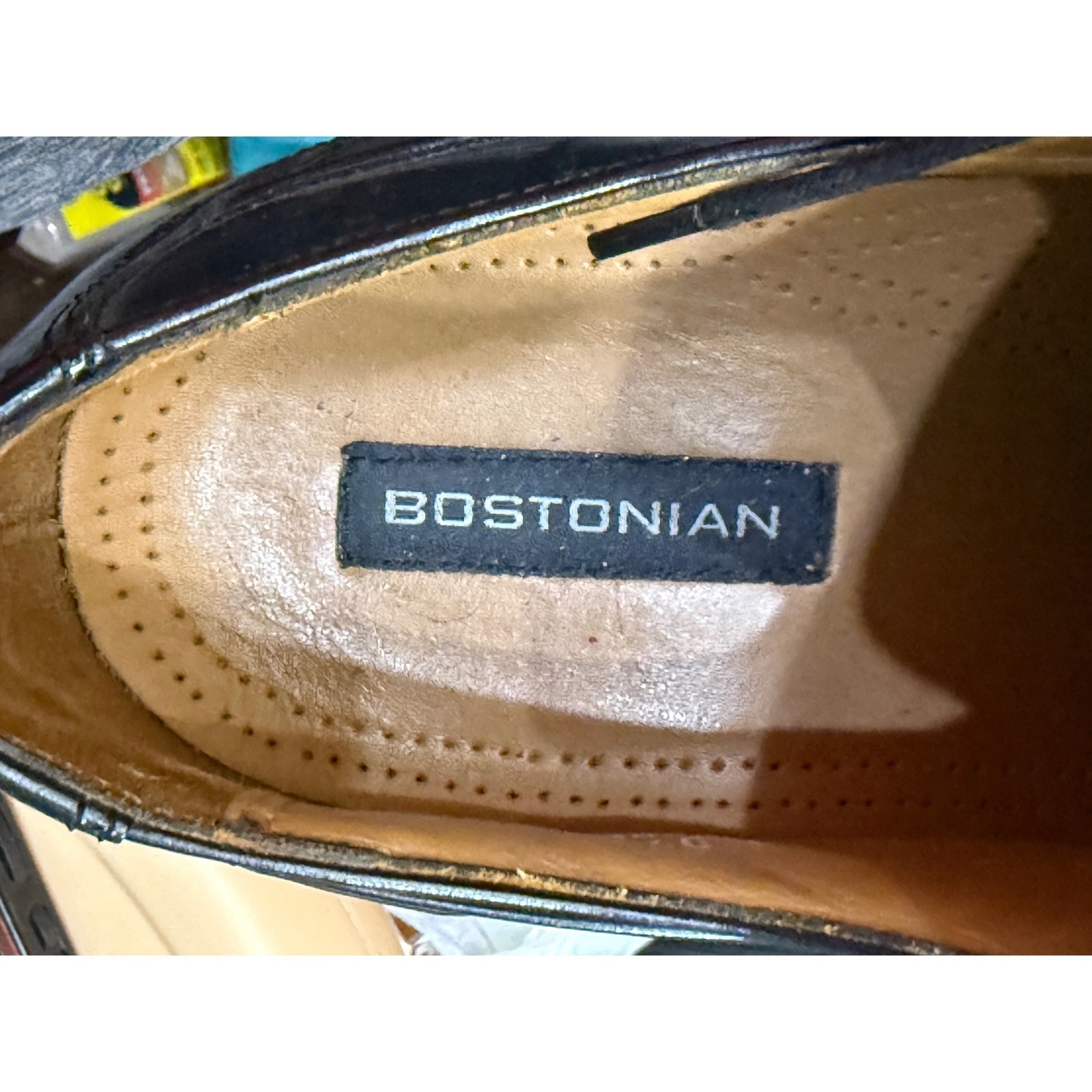 Bostonian Mens Black Leather Cap Toe Derby Dress Shoes 25030 Size 9 W