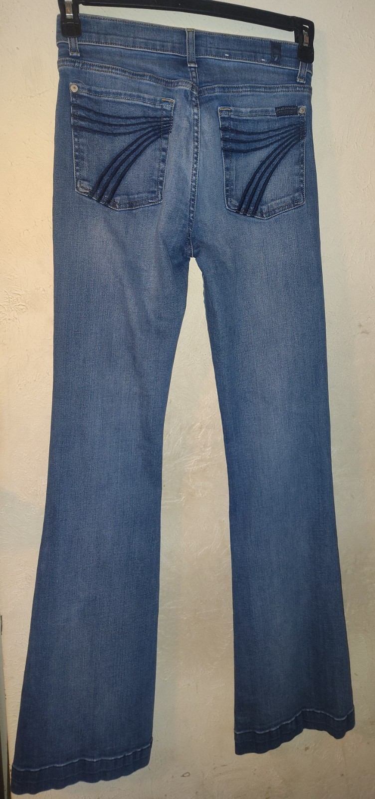 7 For All Mankind Women’s Blue Medium Wash Stretch Flared Jeans Slim Fit