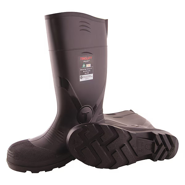 Tingley Unisex Pilot G2 Tall Rubber Boots, Steel Toe, 17 1/2 in Height, Black,