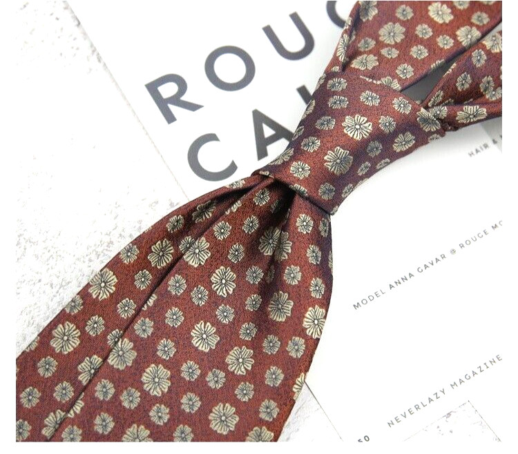 New Classic Polka Dot Brown JACQUARD WOVEN 100% Silk Men’s Necktie Tie