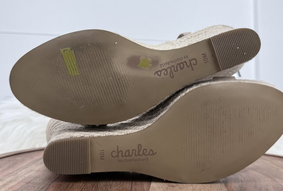 Charles by Charles David Shoes Womens Size 10M Beige Espadrille Wedge Sandals