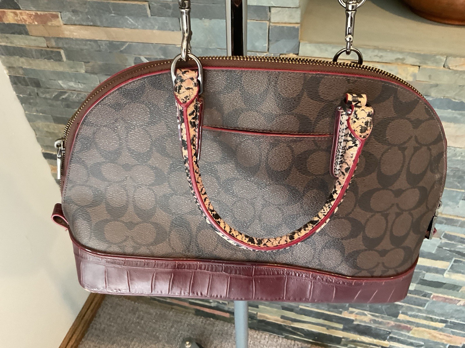 COACH Sierra Stachel With Snake Skin Look Trim Crossbody/hand
