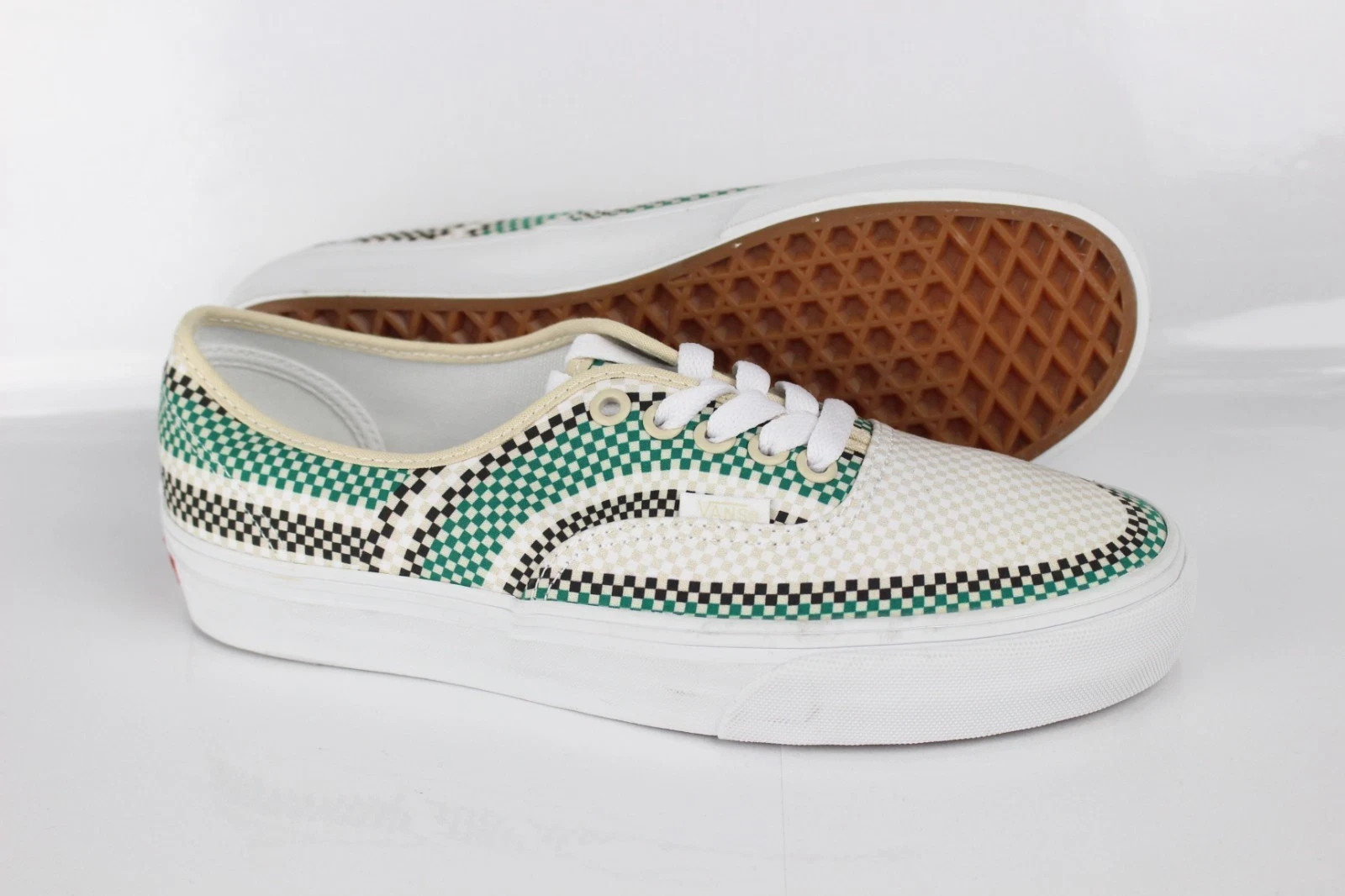 Vans Authentic Lace Up Micro Checkered Women’s Sizes Beige Green Black