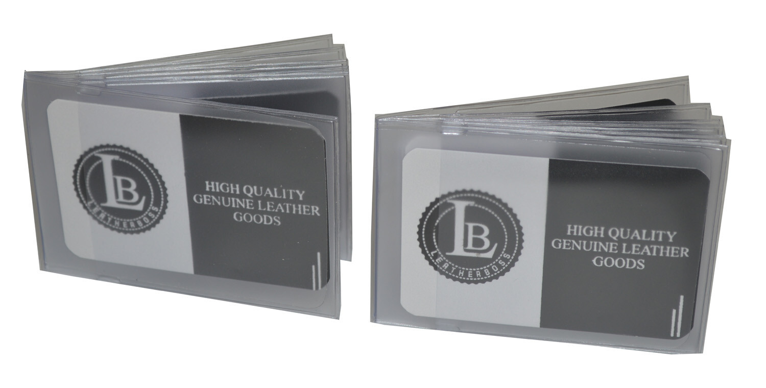 Leatherboss Set of 2 Heavy Duty Vinyl 6 Pages Bifold Wallets Credit Card Inserts