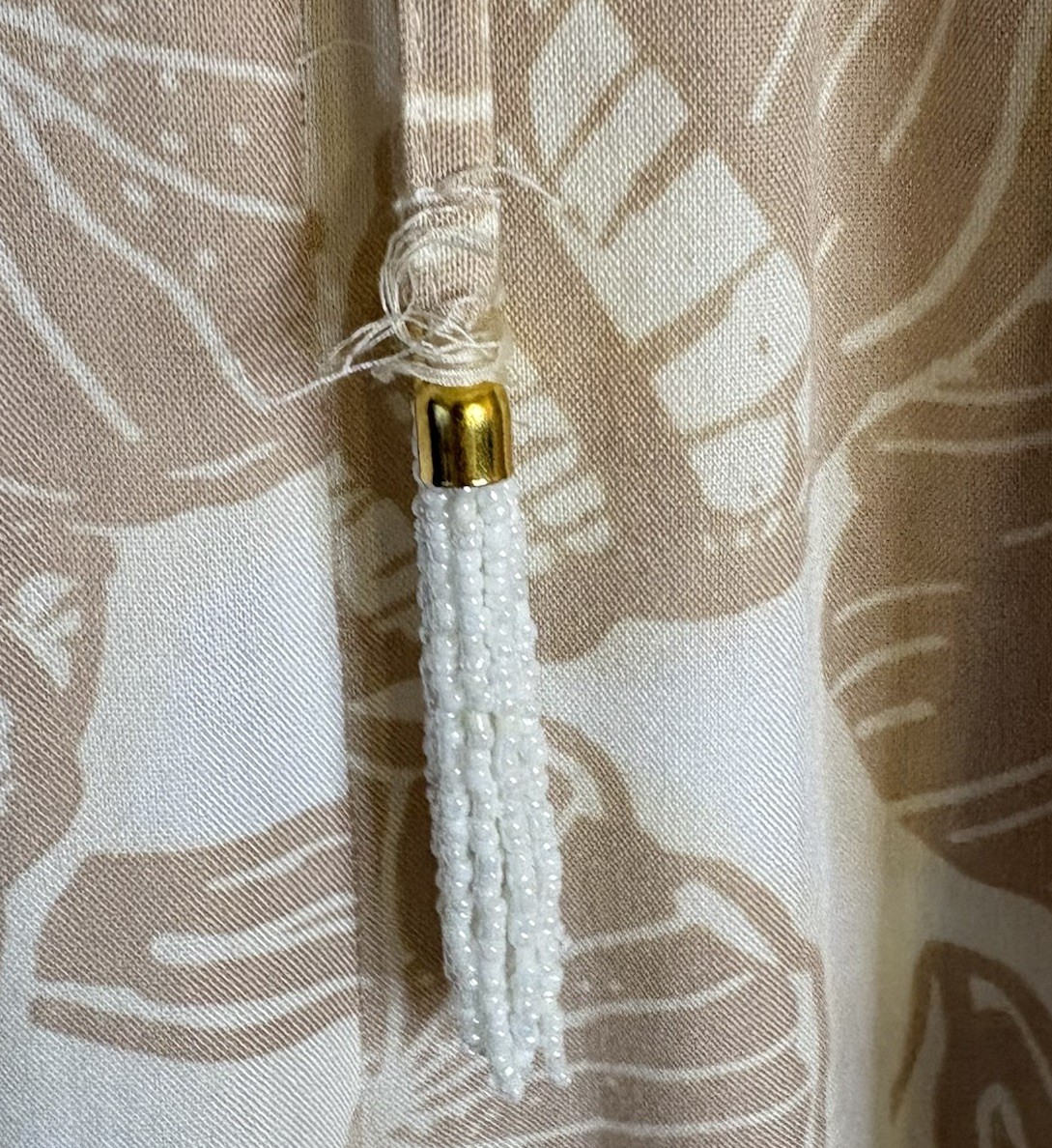 True Destinations Beachy Wide-Leg Pants Shell Print Beaded Tassel Women XL