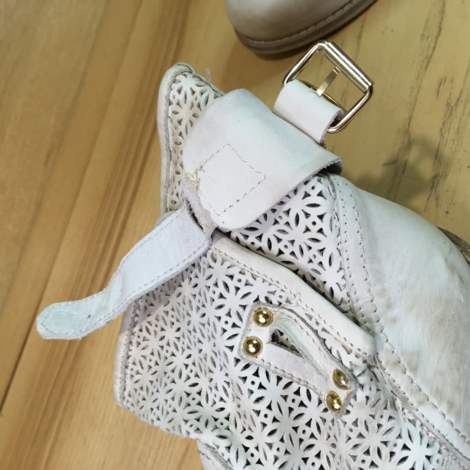 Max & Moi By Lederer Tan Ivory Perforated Leather womens Boot EU 40 US 9-9.5
