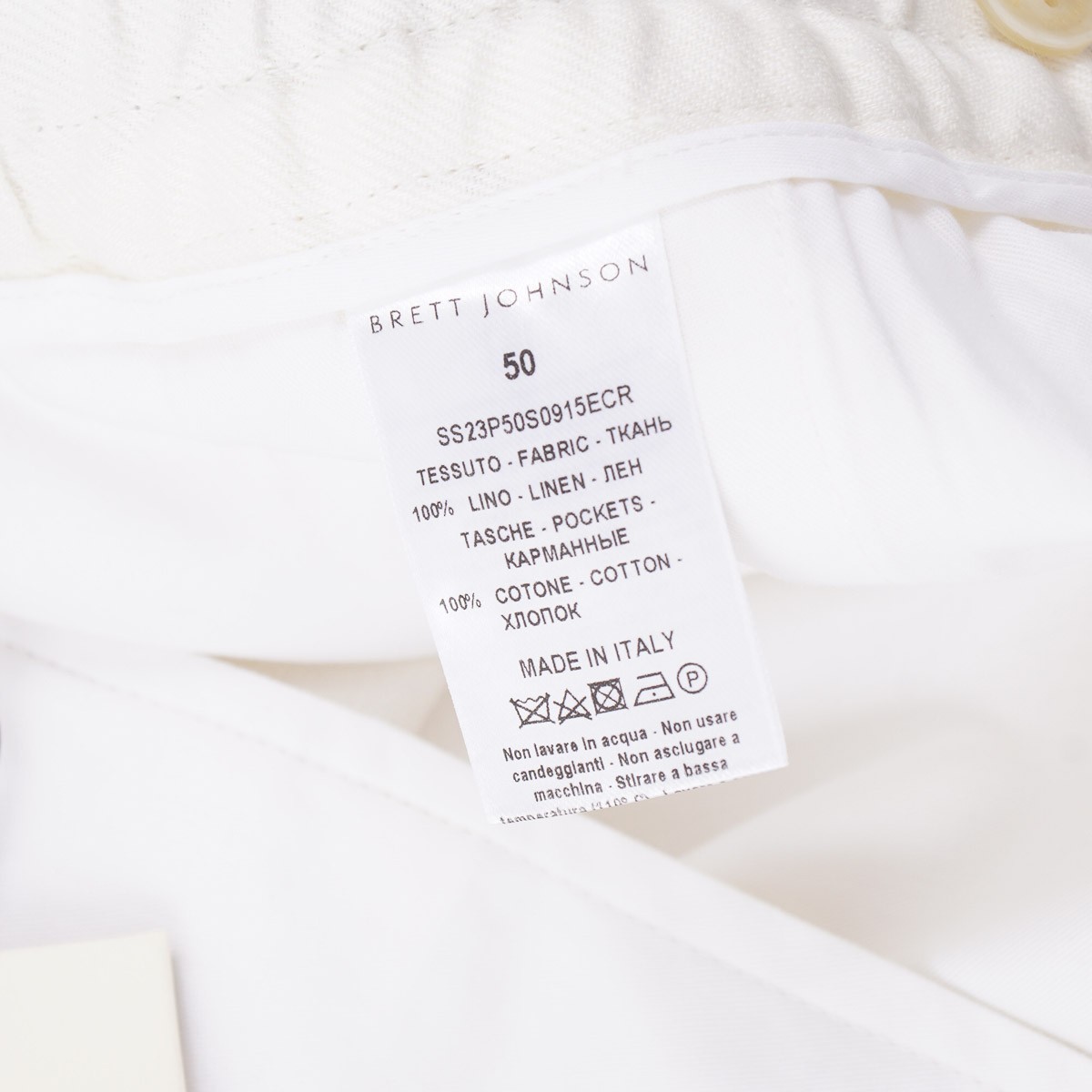 Brett Johnson Cream Solbiati Linen Drawstring Jogger Pants M 33-34 (Eu 50) NWT