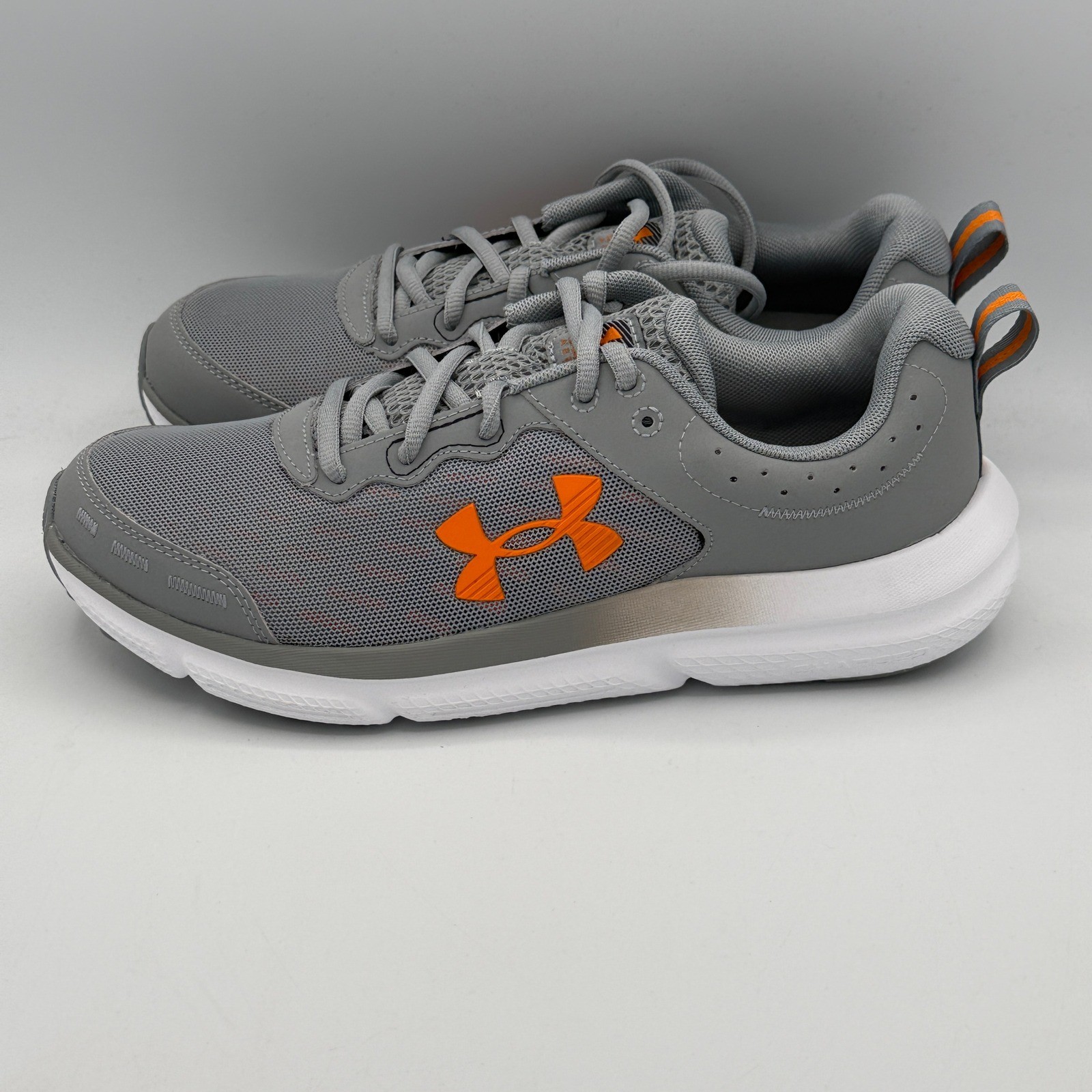 Under Armour Charged Assert 10 Shoes Mens 8 Grey Orange Running 3026175-105