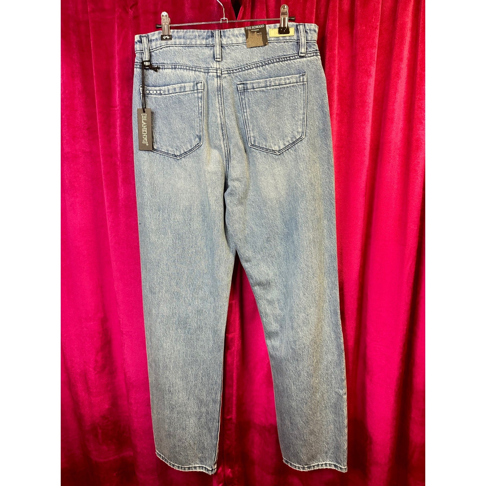 Blank NYC The Howard High Rise Distressed Straight Leg Mom Light Wash Blue 27