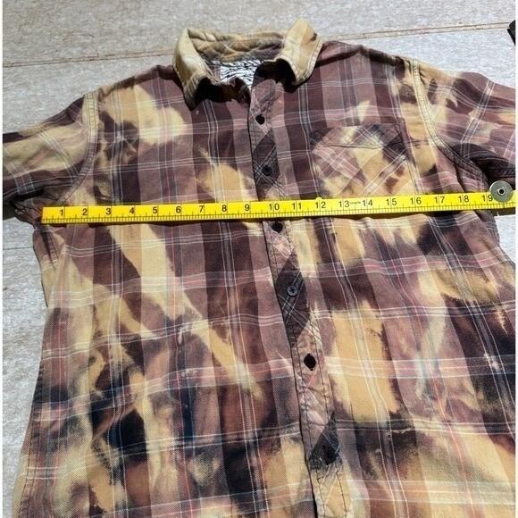Bleached Flannel Shirt Tie Dye Rust Gray Upcycled Unisex Medium/Large Grunge