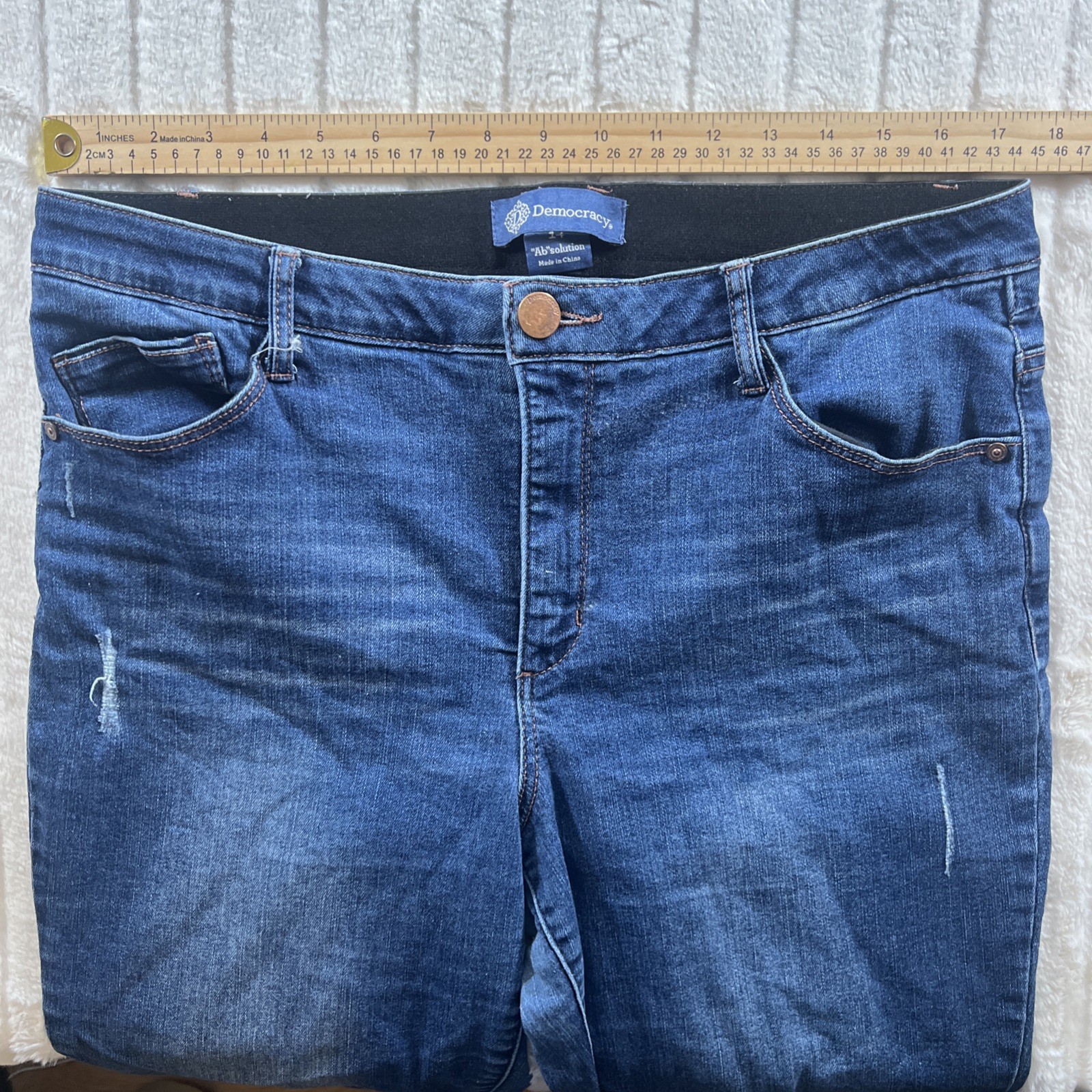 Democracy Jeans Womens 14 Blue Ab Technology Skyrise Wide Leg Crop Utility