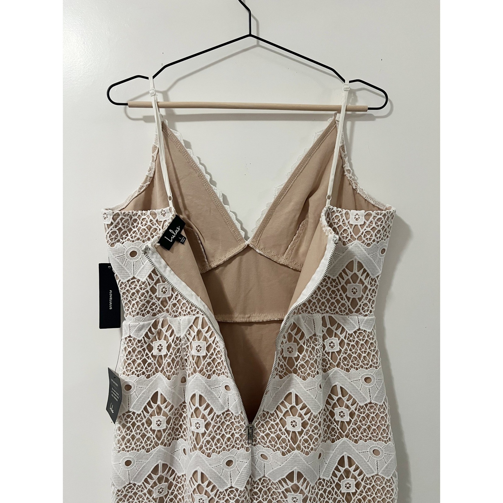 Lulus Remarkable White Lace Bodycon Dress Mini Nude Lining Adjustable Strap