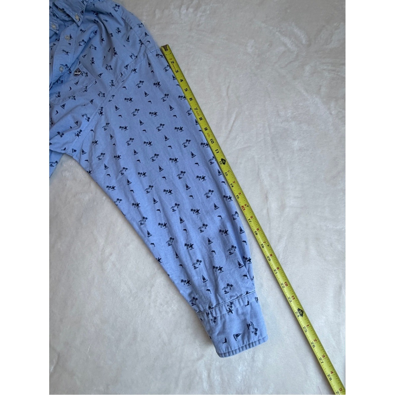 Cremieux Classics Men’s Button Down Shirt Light Blue Beach Surf Yacht Print XXL