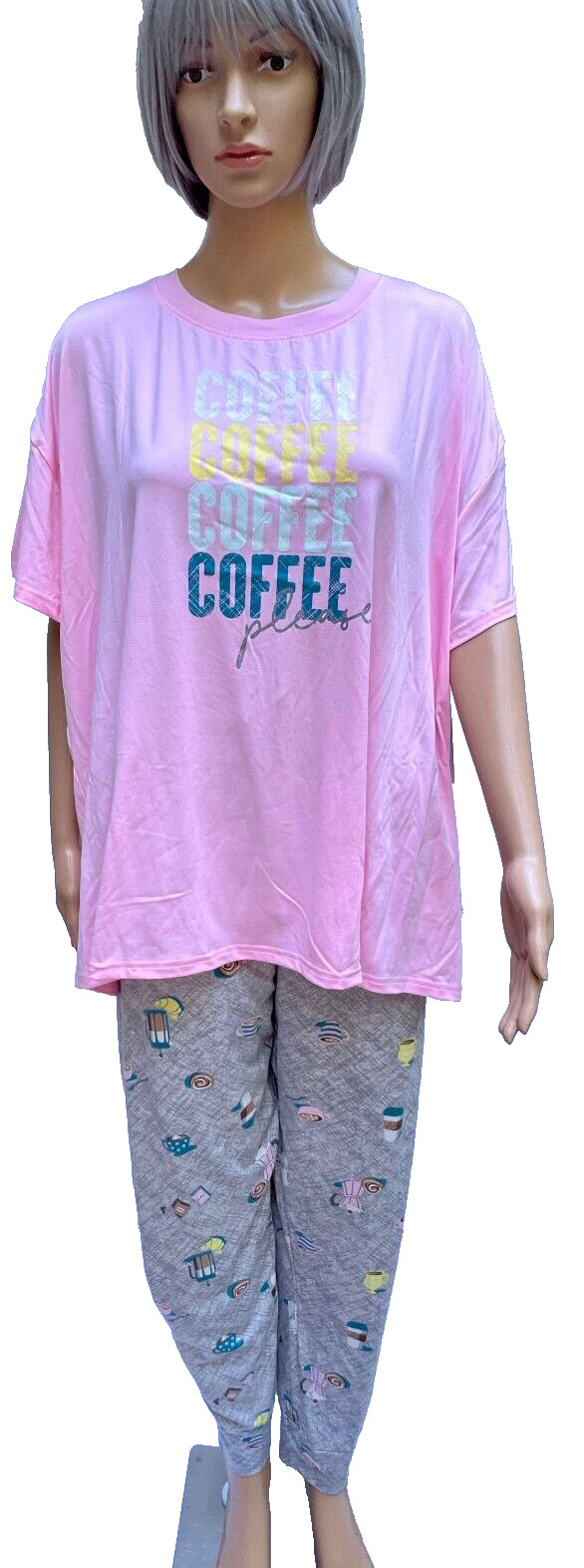 Joyspun Women’s Soft Pajamas Short Sleeve Long Bottoms 5 Variations Plus, Reg Sz