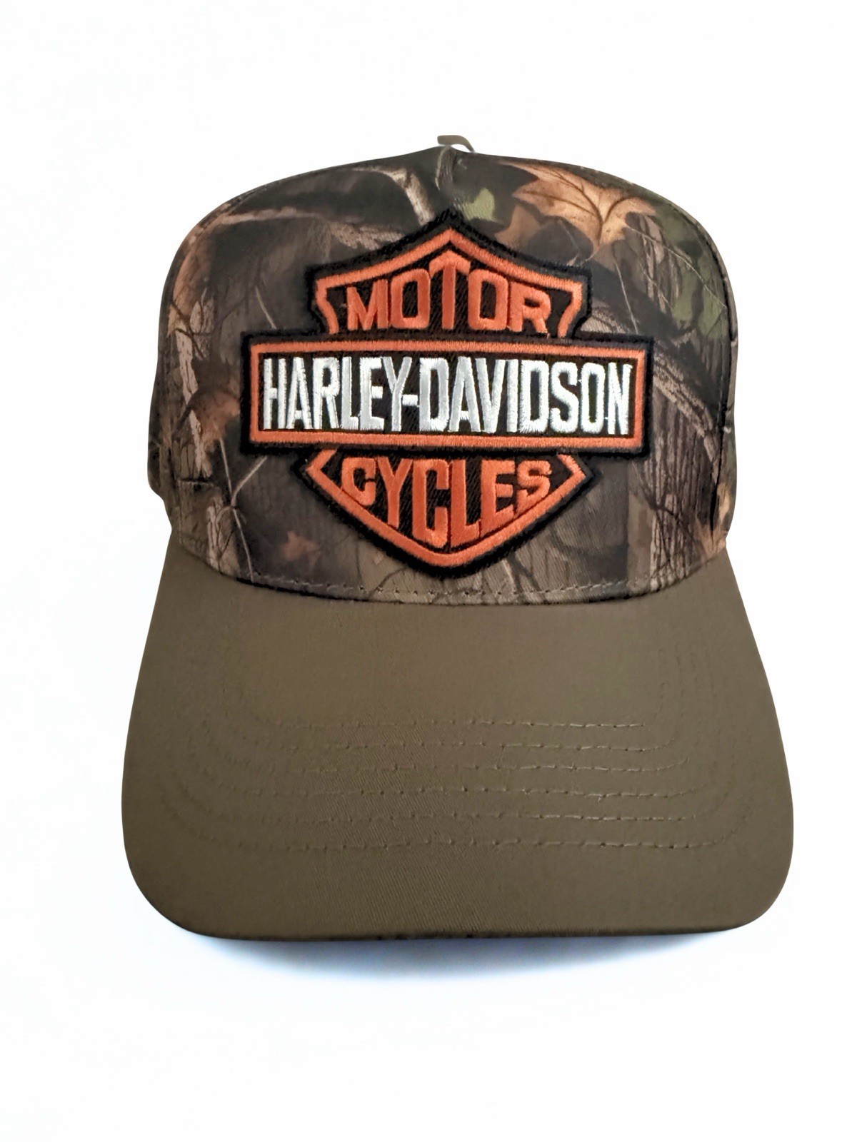Harley Davidson SnapBack Hat Embroidered Logo Realtree Camo Beige Adjustable Cap