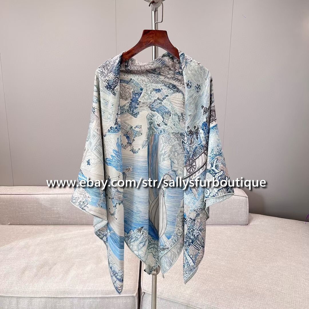 Boutique 80% Cashmere 20% Silk Wrap Scarf Rainbow Print Square Shawl 53″