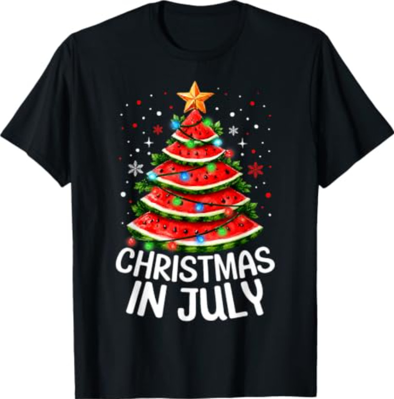 Watermelon Xmas Tree Summer Men Women Kids T-Shirt