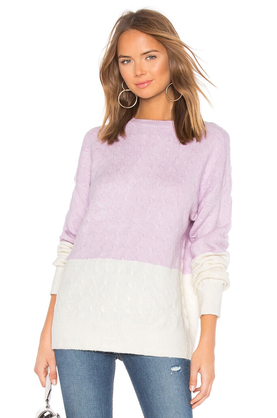Lovers + Friends Revolve Colorblock Sweater Soft Purple Spring Summer Pastel New