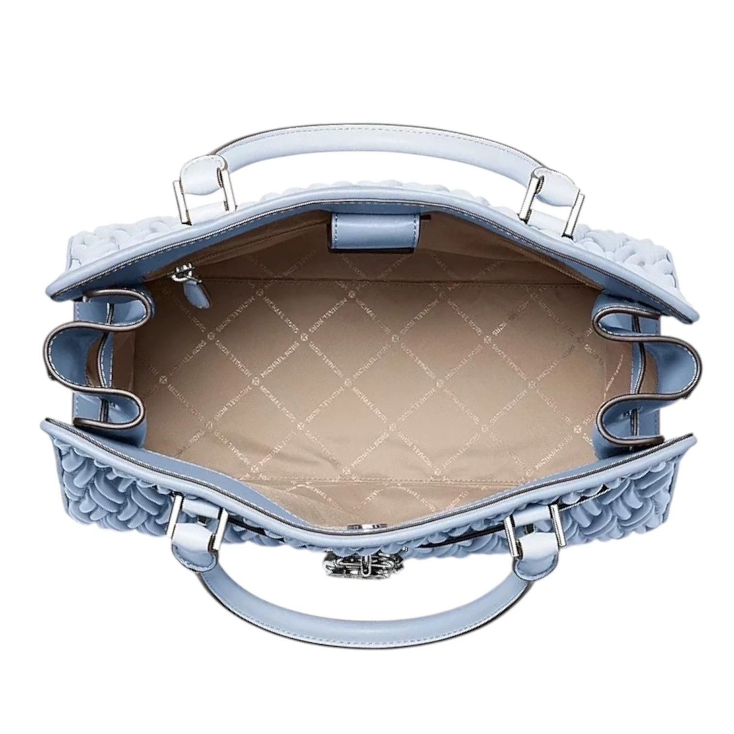 Michael Kors Hamilton Medium Matelassé Satchel Bag Blue Pale Ocean