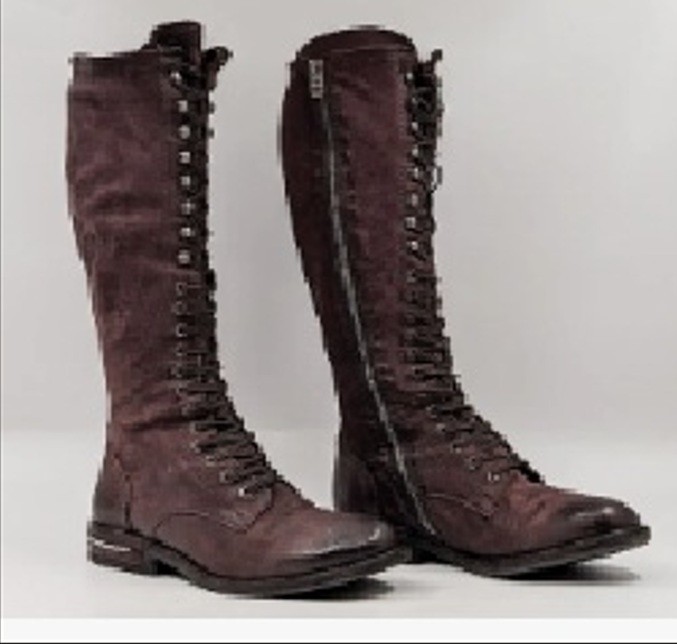 A.S. 98 Women Trillie Eggplant Lace Zip Moto Boots -Eggplant Leather