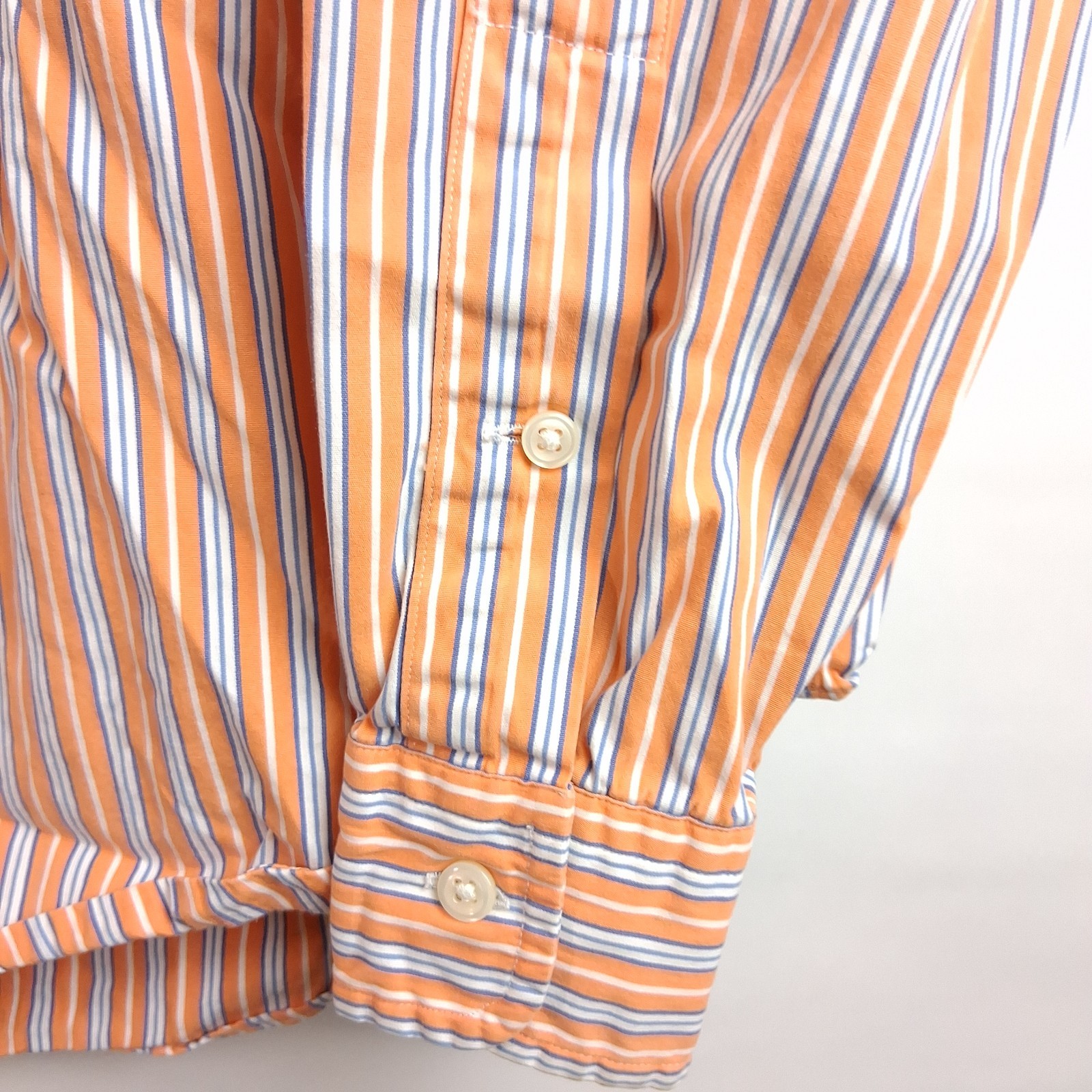 Ralph Lauren Button Down Shirt Custom Fit Long Sleeve Size XL Orange Striped
