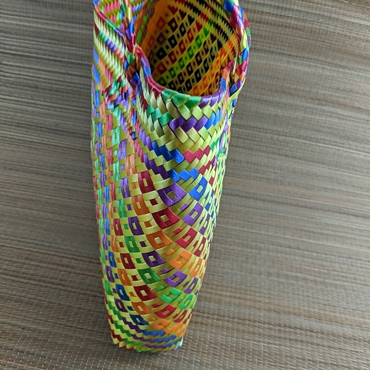woven mexican tote handmade of recycled plastic Colorful Purse Handbag