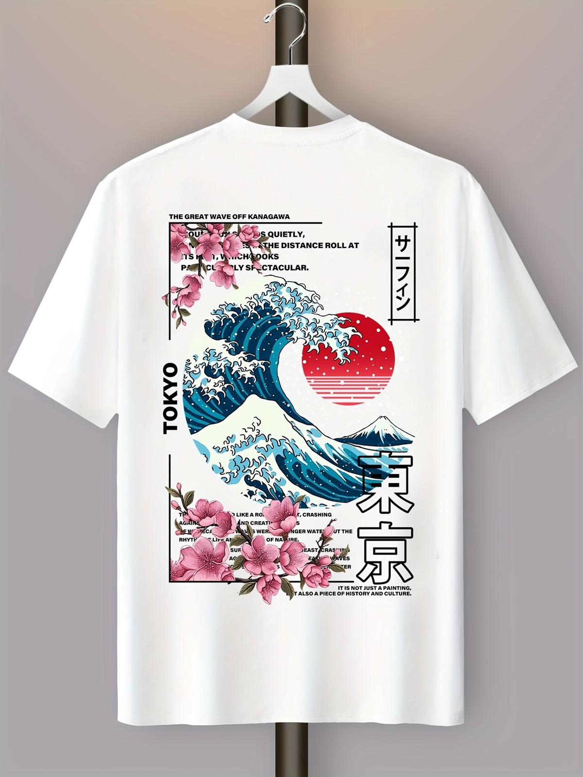 Tokyo Great Wave Off Kanagawa T-Shirt Japanese Art Graphic Tee Sakura