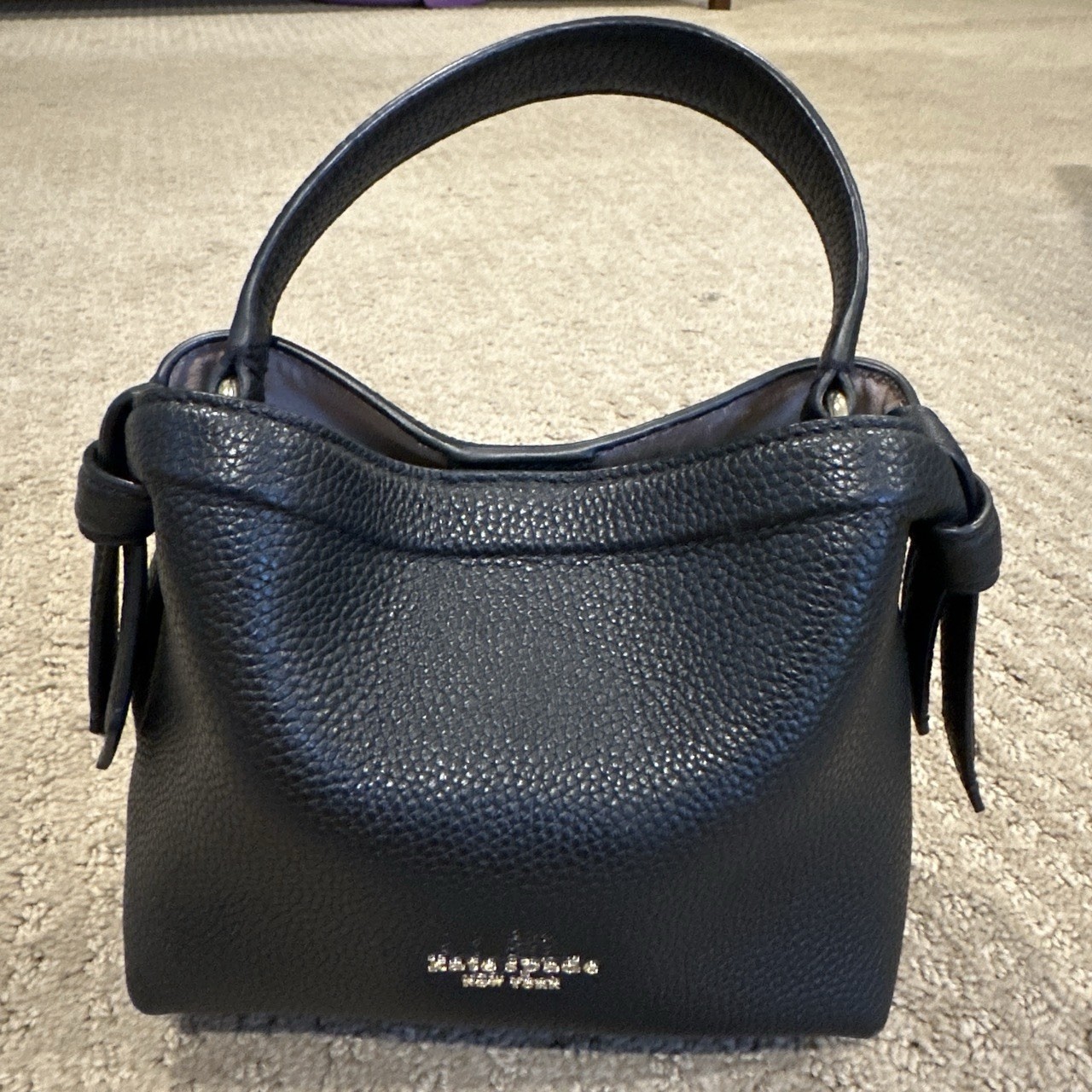 Authentic Kate Spade Knott Medium Crossbody Tote – Black Pebbled Leather Handbag